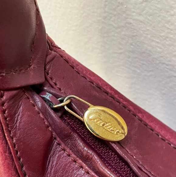 Cartier Burgundy Wine Women's Vintage Leather Crossbody Gold Hardware ✨️ - Picture 5 of 14